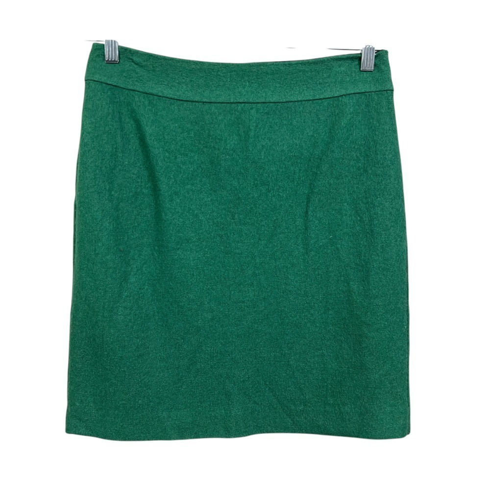 Banana Republic Women Wool Blend Pencil Skirt Lined Full Gold Zipper Green 6P*
